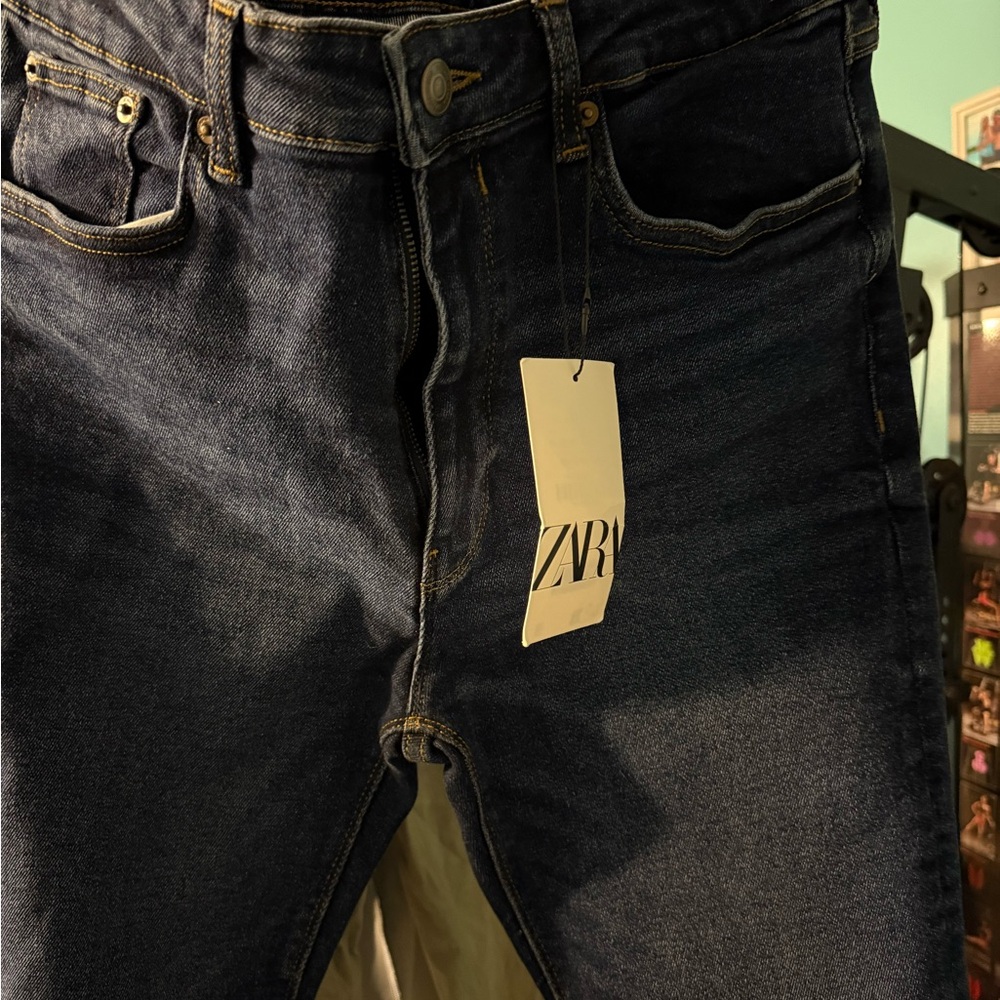 Zara Blue Slim Fit Jeans with Modern Distressing